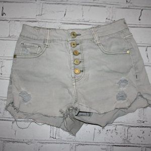 🤍🔘 Button-Fly Jean Shorts · Refuge · Size 0 🔘🤍